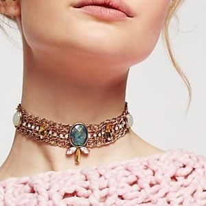 NWT Free People Cascade Firestone Choker Necklace